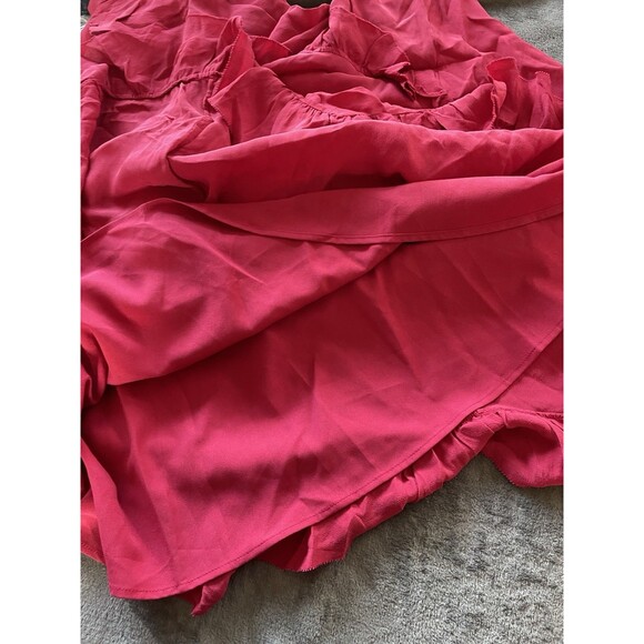 IRO Mini Dress Womens Small Red Long Sleeves Ruffle Silk Belted Romantic NWOT - Picture 13 of 13